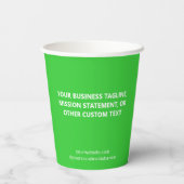 Lime Green Paper Cups Custom Business Logo 8 oz 紙コップ (裏面)
