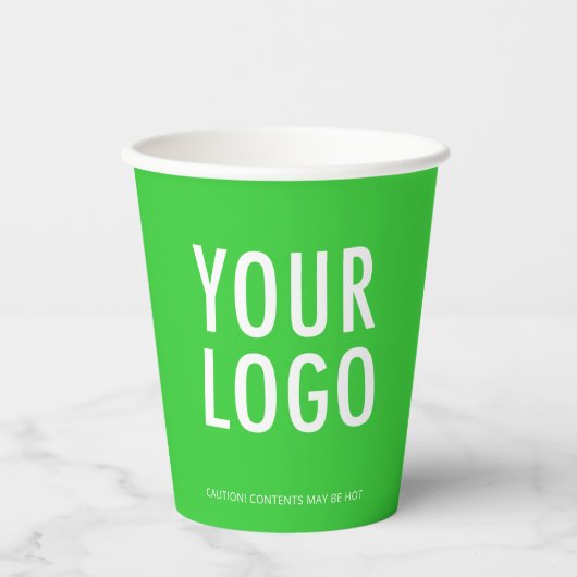Lime Green Paper Cups Custom Business Logo 8 oz 紙コップ (正面)