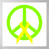 Lime Green Peace & Ribbon ポスター (正面)