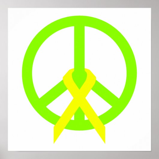 Lime Green Peace & Ribbon ポスター (正面)