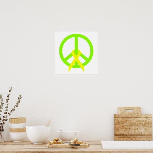 Lime Green Peace & Ribbon ポスター (キッチン)