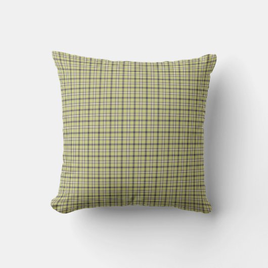 Lime Green Plaid Classic Pattern Retro クッション (正面)