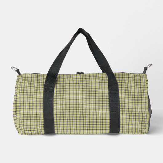 Lime Green Plaid Classic Pattern Retro ダッフルバッグ (正面)