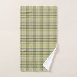 Lime Green Plaid Classic Pattern Retro ハンドタオル