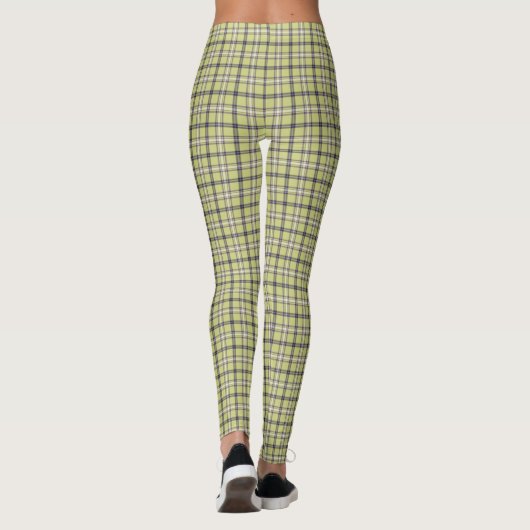 Lime Green Plaid Classic Pattern Retro レギンス (裏面)