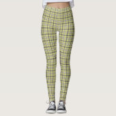 Lime Green Plaid Classic Pattern Retro レギンス (正面)