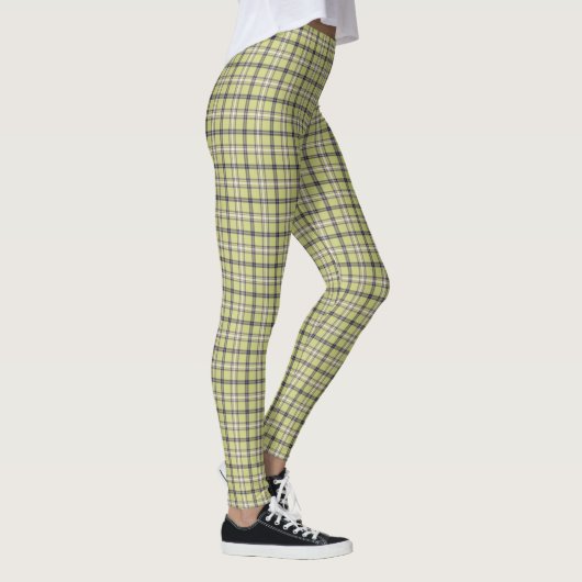 Lime Green Plaid Classic Pattern Retro レギンス (右)