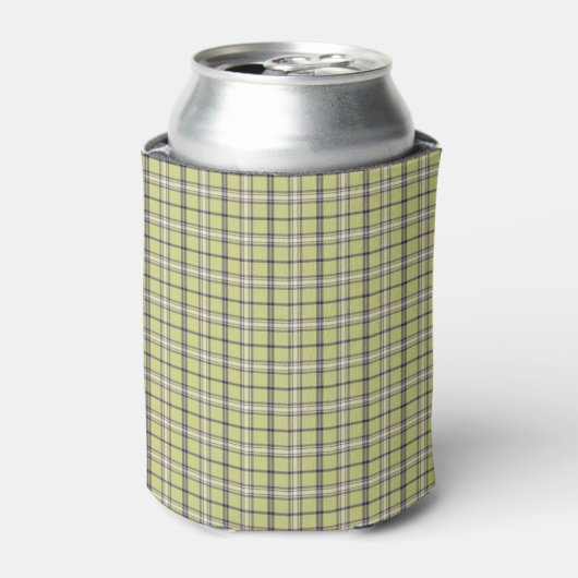 Lime Green Plaid Classic Pattern Retro 缶クーラー (缶正面)