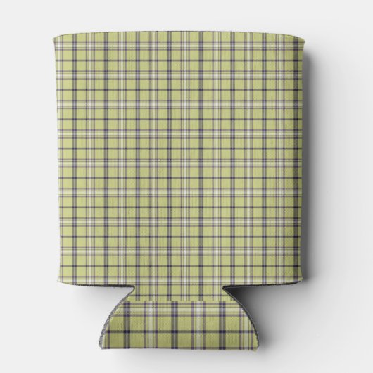 Lime Green Plaid Classic Pattern Retro 缶クーラー (裏面)