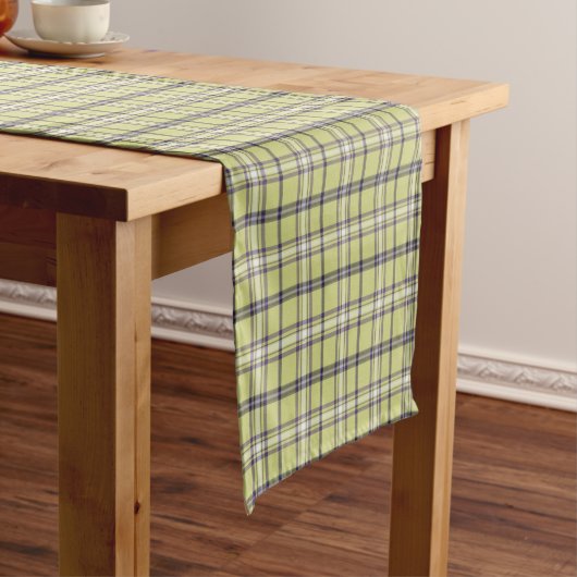 Lime Green Plaid Classic Pattern Table Runner ショートテーブルランナー (インサイチュ)