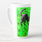 Lime Green Playful Cat カフェラテマグ (左アングル)