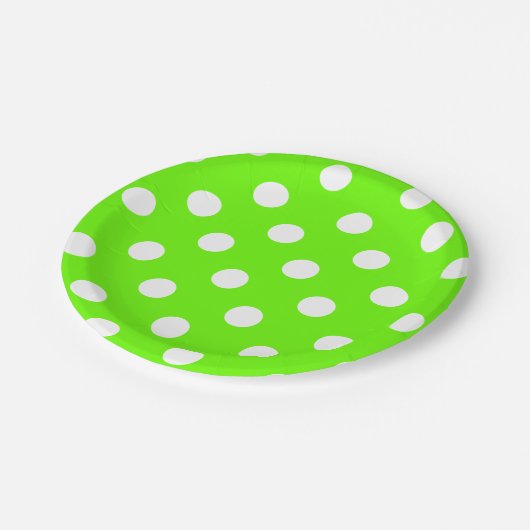 Lime green polka dots for the spring plate ペーパープレート (アングル)