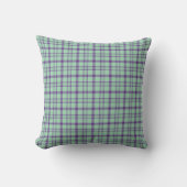 Lime Green Purple Plaid Classic Pattern クッション (正面)