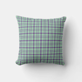 Lime Green Purple Plaid Classic Pattern クッション