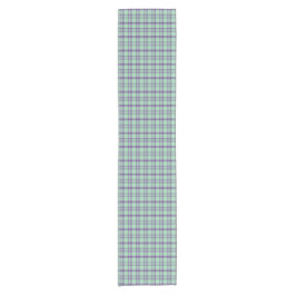 Lime Green Purple Plaid Classic Pattern ショートテーブルランナー