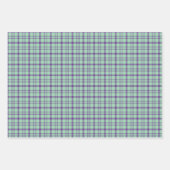 Lime Green Purple Plaid Classic Pattern ラッピングペーパーシート (正面2)