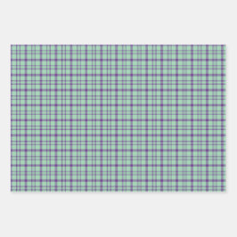 Lime Green Purple Plaid Classic Pattern ラッピングペーパーシート