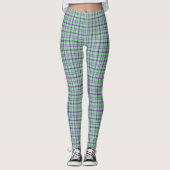 Lime Green Purple Plaid Classic Pattern レギンス (正面)