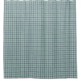 Lime Green Purple Plaid Shower Curtain シャワーカーテン