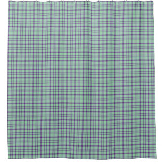 Lime Green Purple Plaid Shower Curtain シャワーカーテン