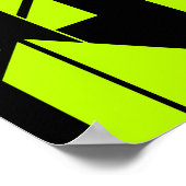 Lime Green Shapes on Black Abstract MCM Look Art ポスター (角)
