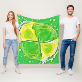 Lime Green Spiral フリースブランケット