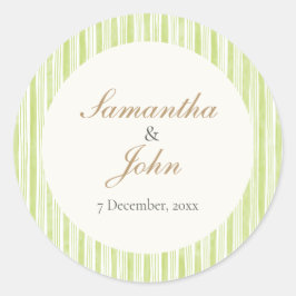 Lime Green Stripe Wedding Envelope Seal Sticker ラウンドシール
