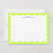 Lime Green Wavy Frame Note Card with Cobalt Text 招待状 (正面)