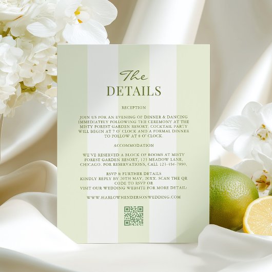 Lime Green Wedding Details エンクロージャーカード