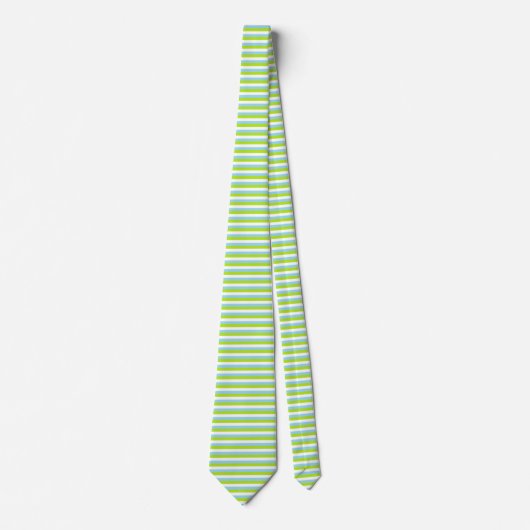 Lime Green, White and Pastel Blue Stripes ネクタイ (正面)