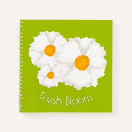 Lime Green White Floral Spiral Notebook ノートブック