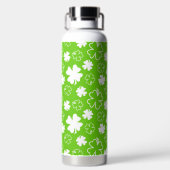 LIME GREEN WITH WHITE IRISH SHAMROCKS ウォーターボトル (背面)