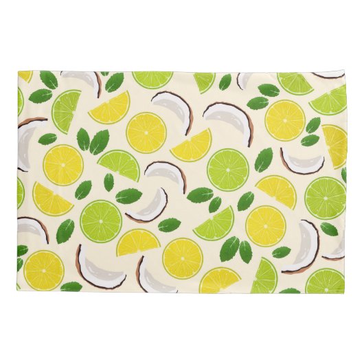 Lime lemon coconut and mint pattern happy summer 枕カバー (裏面)