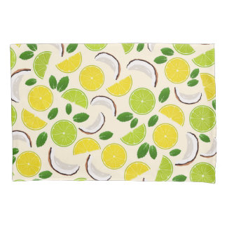 Lime lemon coconut and mint pattern happy summer 枕カバー