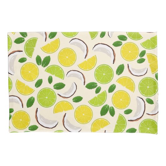 Lime lemon coconut and mint pattern happy summer 枕カバー (正面)