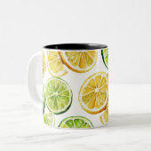 Lime Slices Mug: Zesty Citrus Kitchen Decor ツートーンマグカップ (正面左)