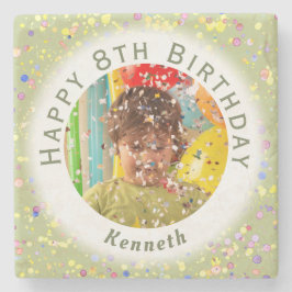 Limecream Kidsパーソナライズされたの誕生日カスタム写真 ストーンコースター