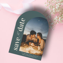Limed Spruce モダン Arch Photo Save the Date 招待状