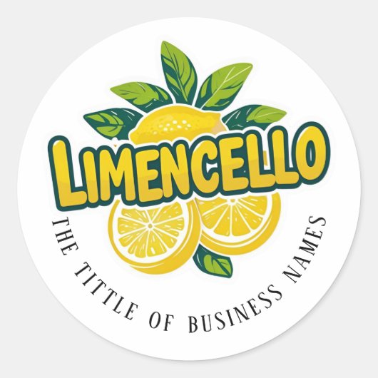 Limencello | モダンな黒と白のテキスト ラウンドシール (正面)