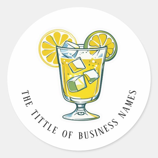 Limencello | Black & White Modern Text ラウンドシール (正面)