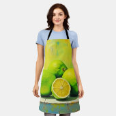 Limes' Bright Summer Pop Design エプロン (着用した状態)
