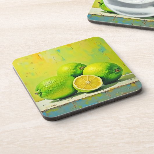 Limes' Bright Summer Pop Design コースター (左側)