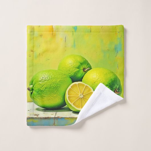 Limes' Bright Summer Pop Design バスタオルセット (ウォッシュタオル)