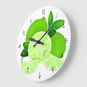 Limes| lime slices | sunny citrus fruit   ラージ壁時計 (傾斜)