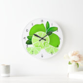 Limes| lime slices | sunny citrus fruit   ラージ壁時計 (ホーム)