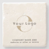 Limestone、Clean ミニマル Brandのビジネスロゴ ストーンコースター (正面)