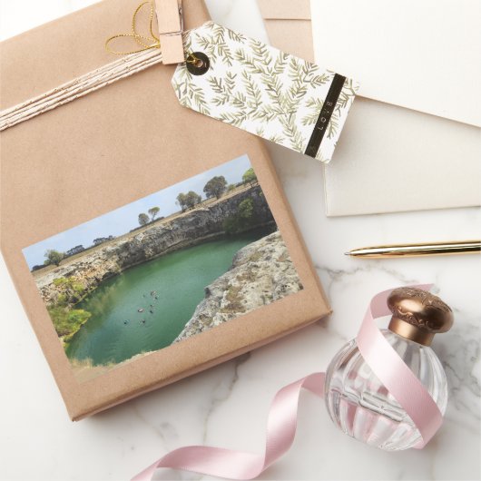 Limestone Cliffs and Emerald Waters  長方形シール (ギフト)