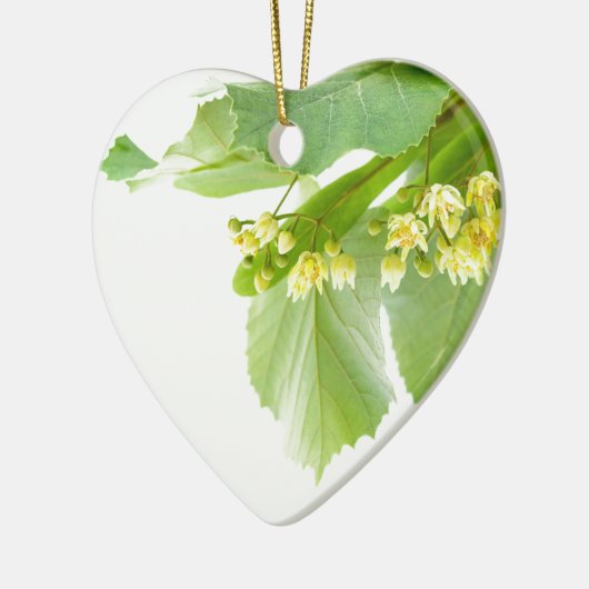 limetreeまたはシナノキの活気付く小枝 セラミックオーナメント (左)