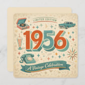 Limited Edition 1956 Birthday | 50s Retro Style シーズンカード (正面/裏面)