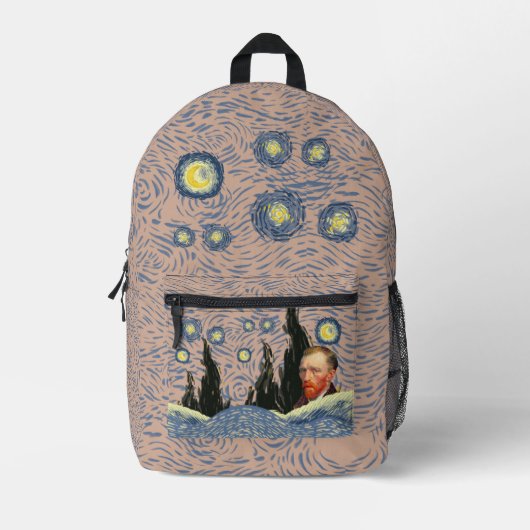 Limited Edition Van Gogh Starry Night Backpack: Pe プリントバックパック (正面)